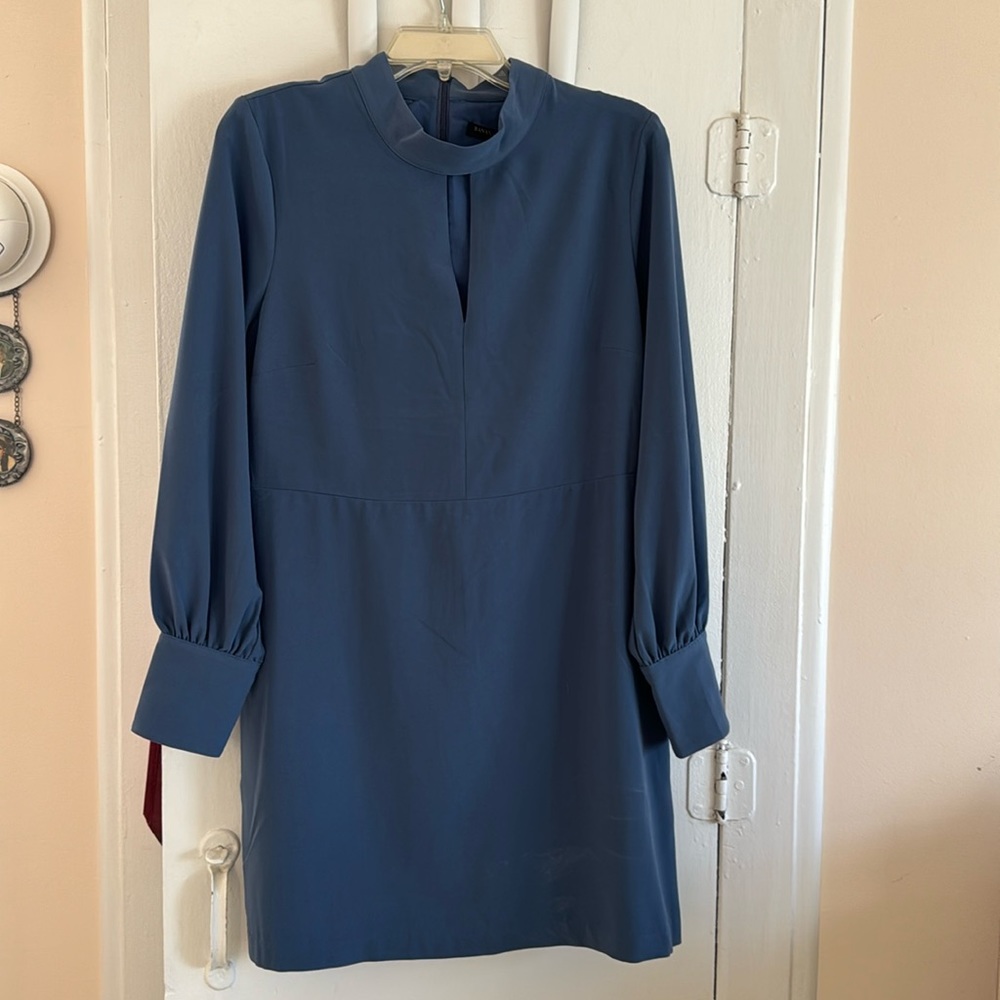 Banana republic, long sleeved, dusty blue dress